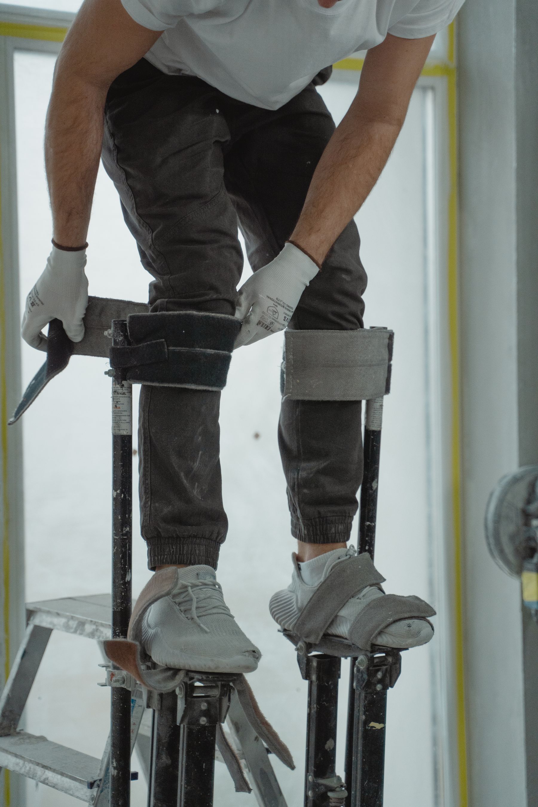 Builder completing detailed work during a home interior renovation